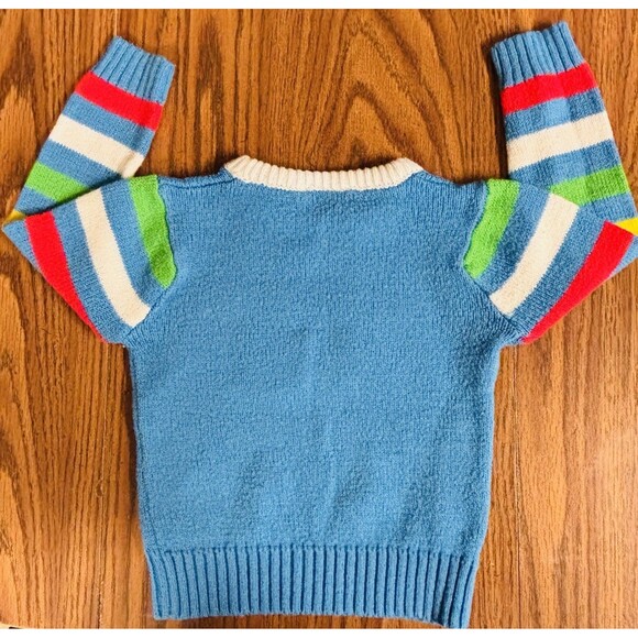 VTG 70s 80s Sesame Street I Am A Sesame Street Kid Blue Striped Sweater 4T RARE - Picture 5 of 5